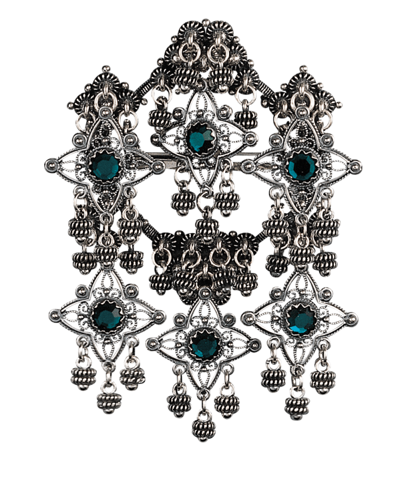 224108 - Sølje Oksidert med Grønn Stein