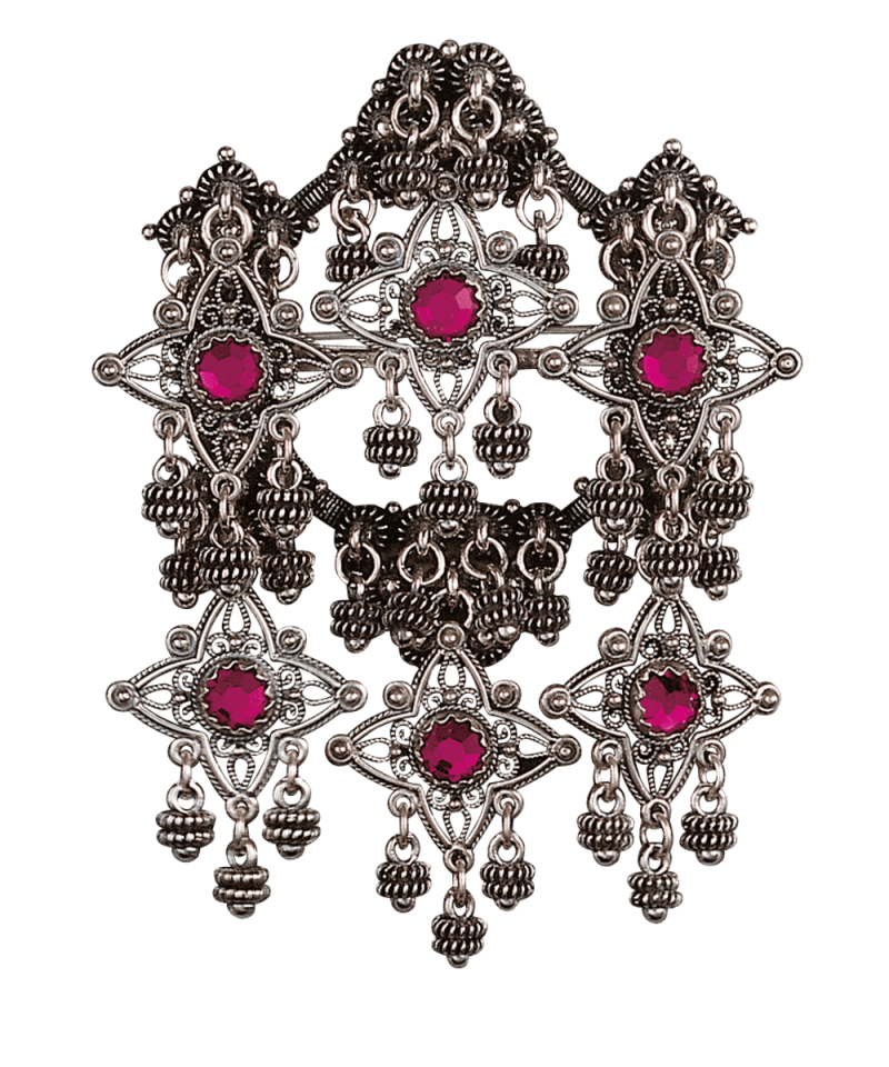 224110 - Sølje Oksidert med Rosa Stein