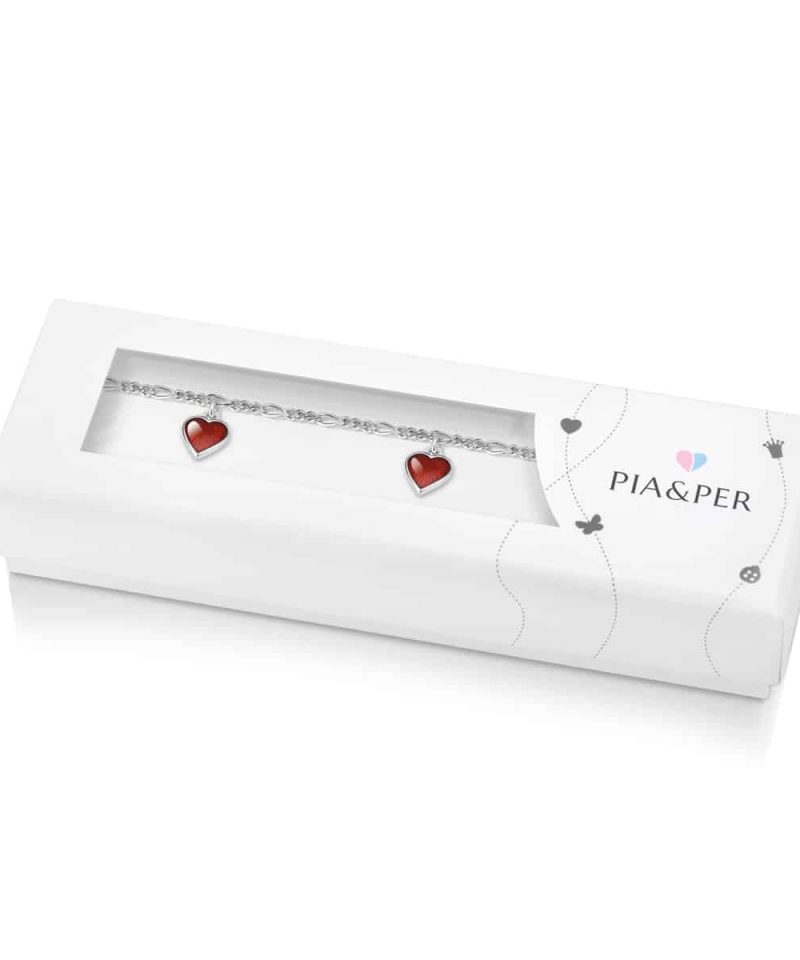 Alternative view of Charms-armbånd i sølv - Røde hjerter