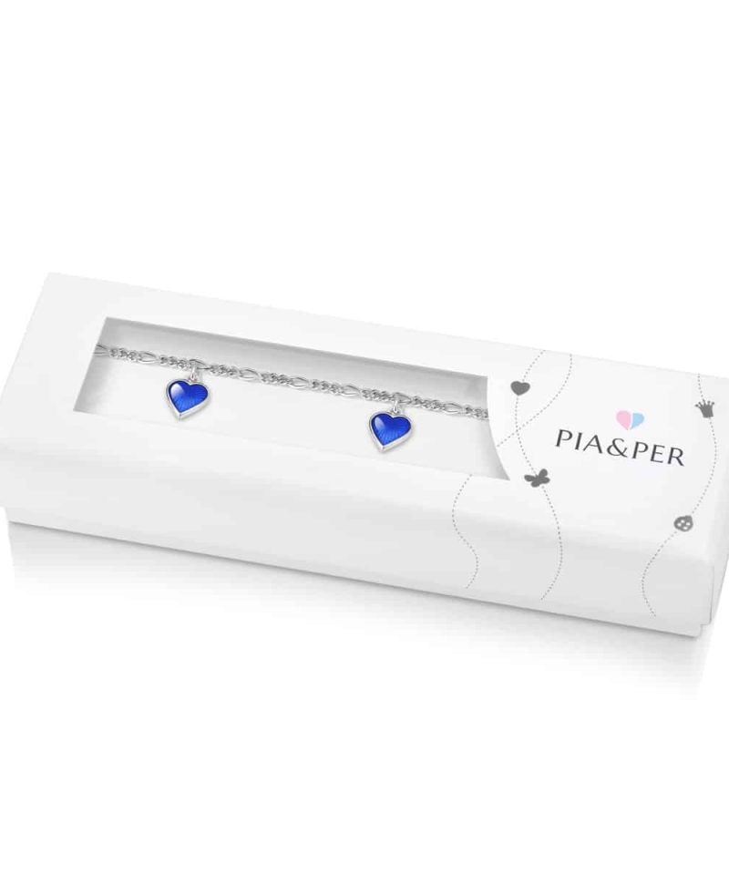 Alternative view of Charms-armbånd i sølv - Blå hjerter