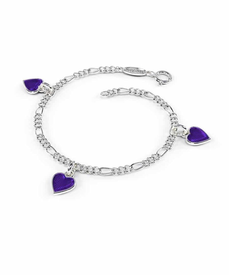 Charms-armbånd i sølv - Lilla hjerter