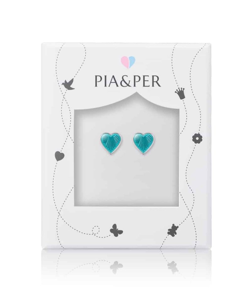 Alternative view of Ørestikk i sølv - Turkise hjerter