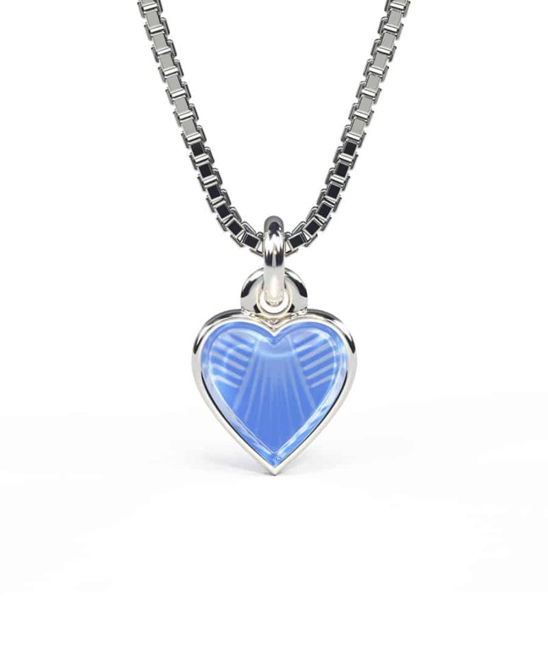 Halskjede i sølv - Lyseblått hjerte