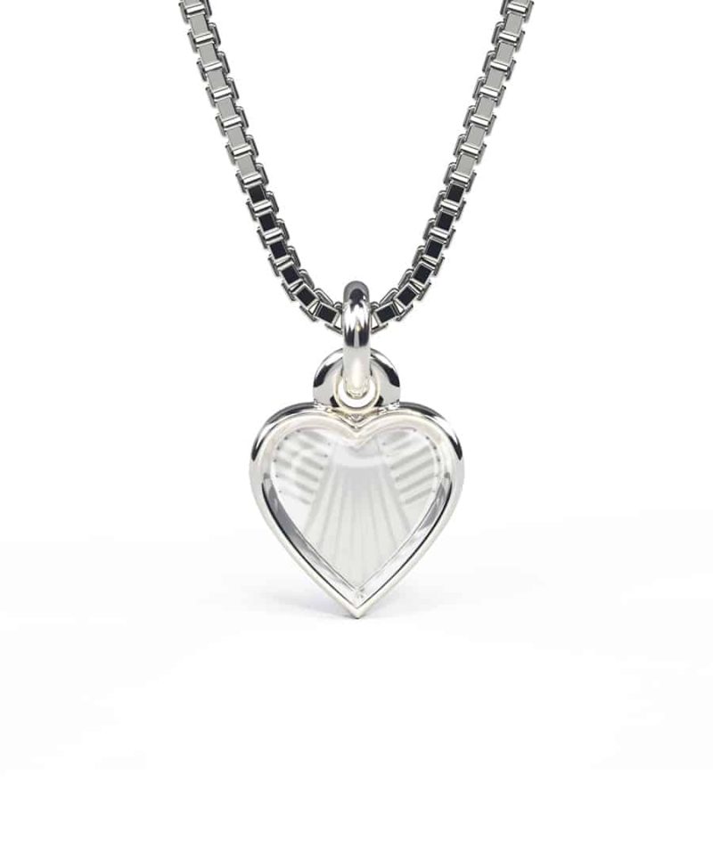 Halssmykke i sølv - Hvitt hjerte