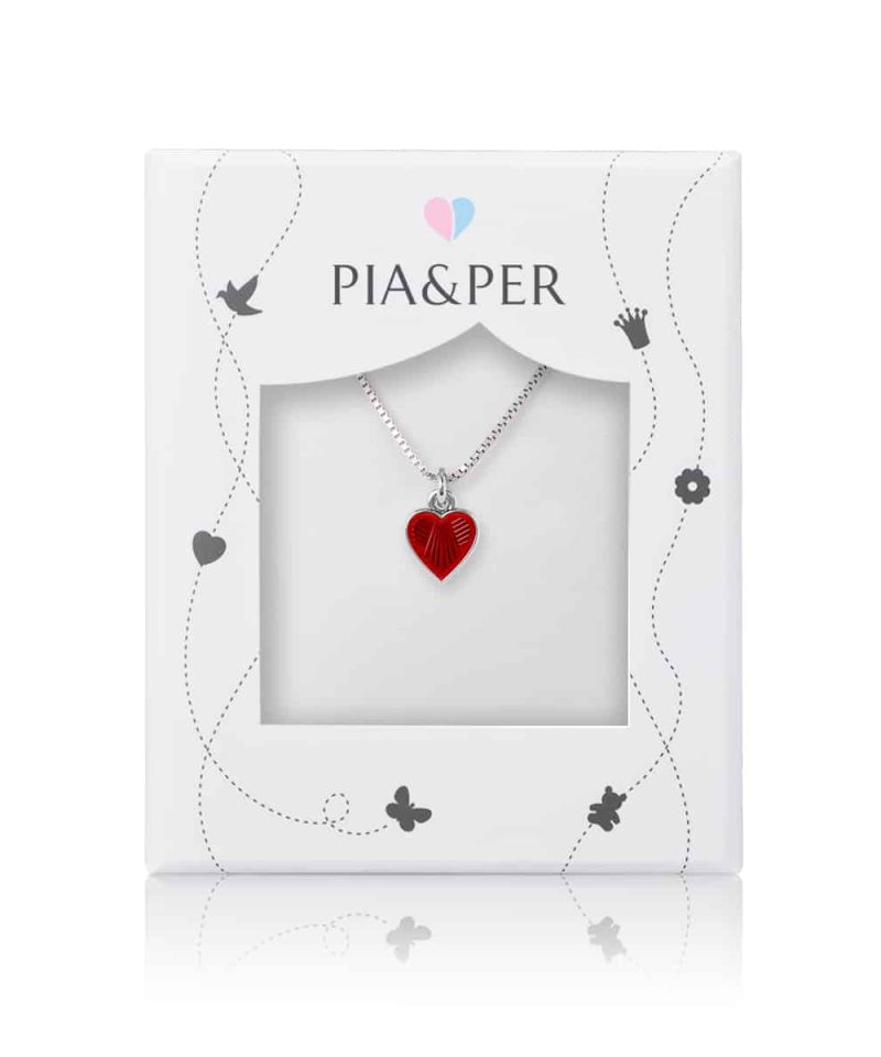 Alternative view of Halskjede i sølv - Rødt hjerte