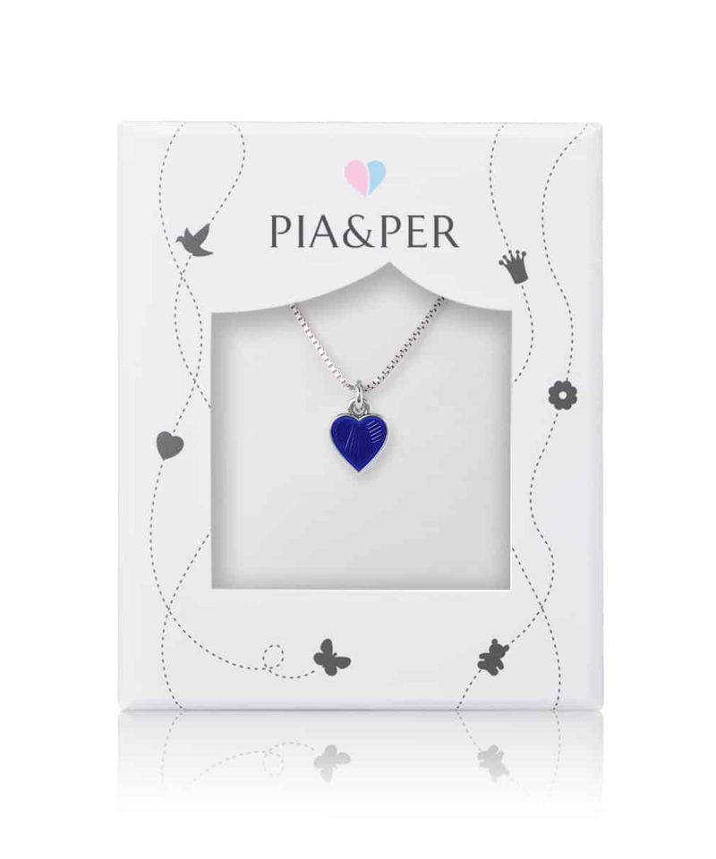 Alternative view of Halskjede i sølv - Blått hjerte