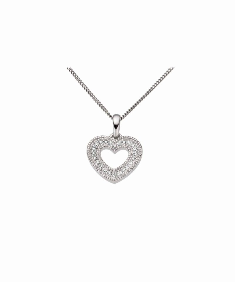 Anheng hjerte i hvitt gull, Diamanter 0,12 ct