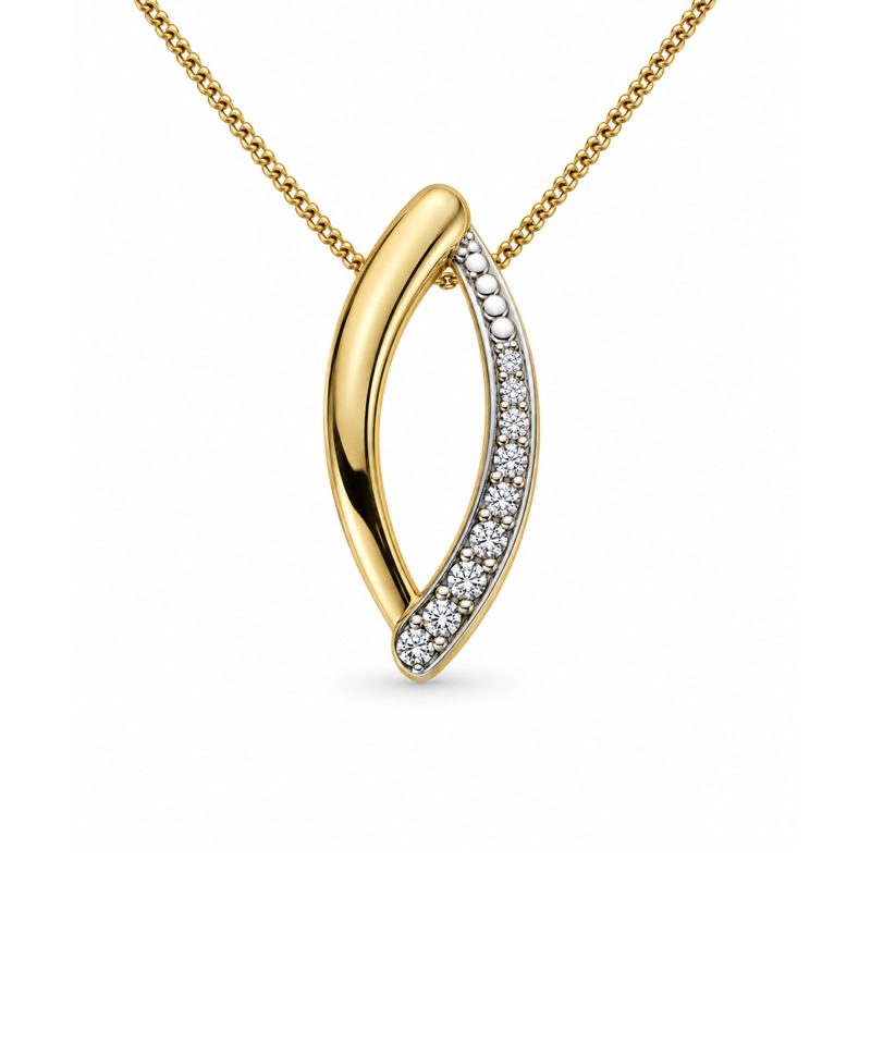 Anheng i gult gull, Diamanter 0,09 ct