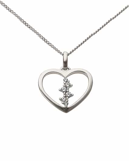 Anheng Hjerte Hvitt Gull 0.06ct W/Si