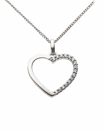 Anheng Hjerte Hvitt Gull 0.08ct W/Si