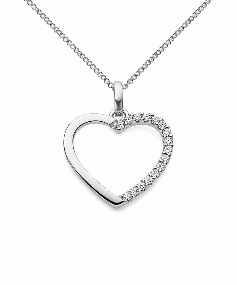 Anheng hjerte i hvitt gull, Diamanter 0,08 ct