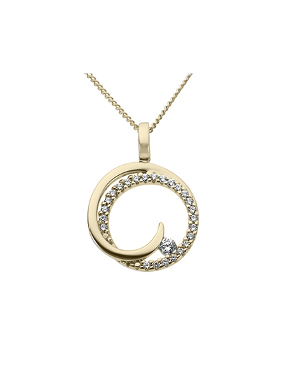 Anheng gult gull sirkel med diamanter 0.13ct
