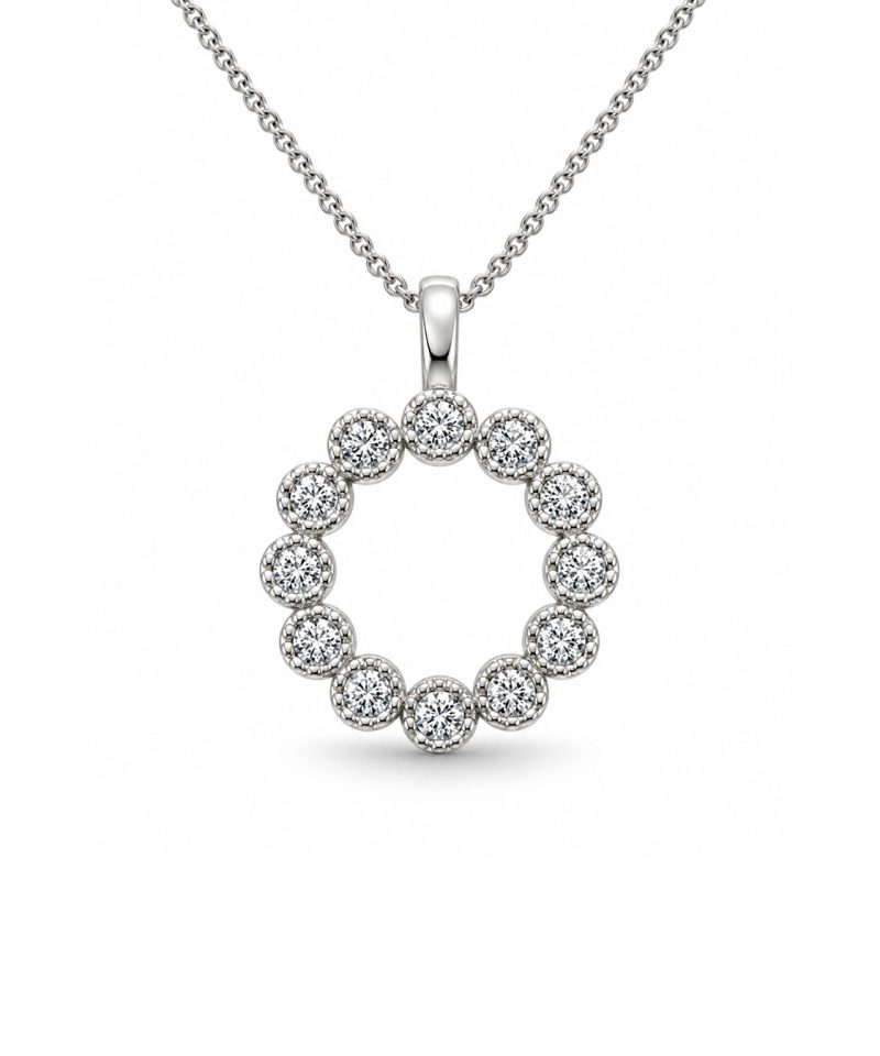 Anheng i hvitt gull, Diamanter 0,18 ct