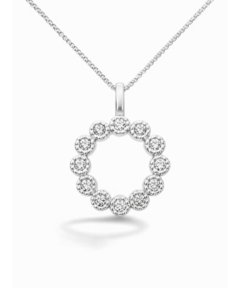 Anheng i hvitt gull med diamanter 0.18ct