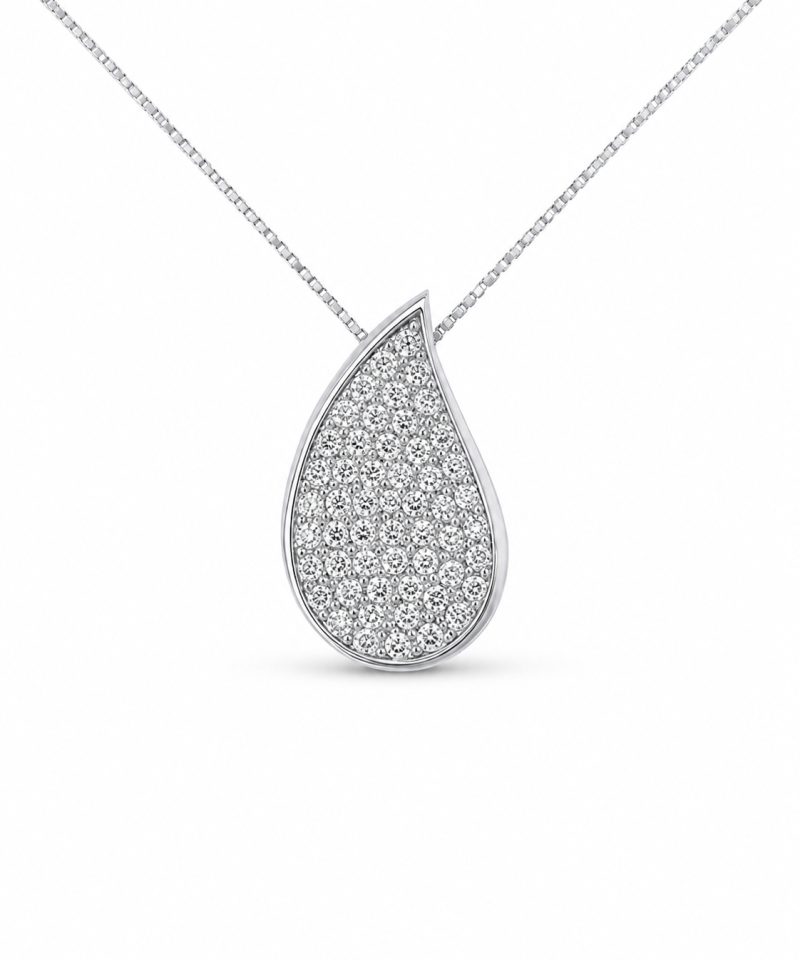 Anheng i hvitt gull dråpe, Diamanter 0,30 ct