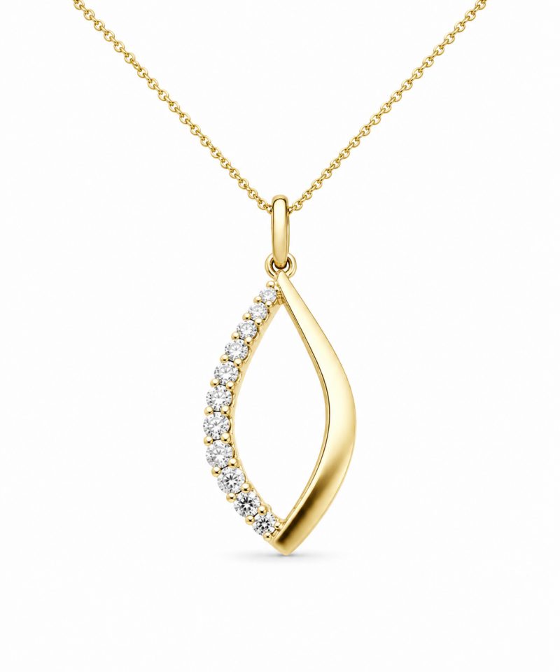 Anheng dråpe i gult gull, Diamanter 0,23 ct