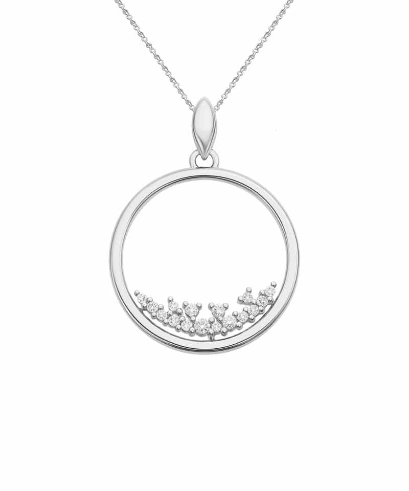 Anheng hvitt gull sirkel med diamanter 0.22ct