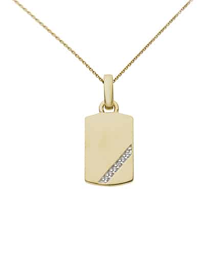 Anheng plate i gult gull med diamanter