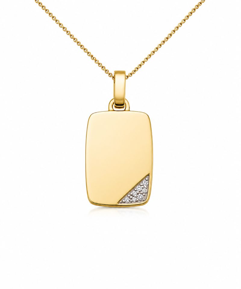 Anheng plate i gult gull, Diamanter 0,03 ct