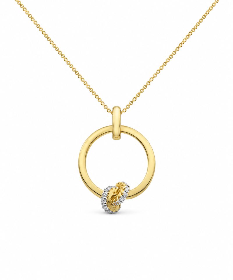 Anheng sirkel i gult gull, Diamanter 0,05 ct