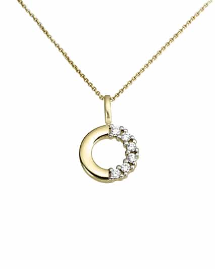 Anheng sirkel gult gull med diamanter 0.11ct