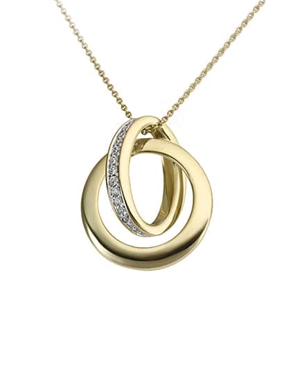 Anheng sirkel i gull med diamanter 0.05ct