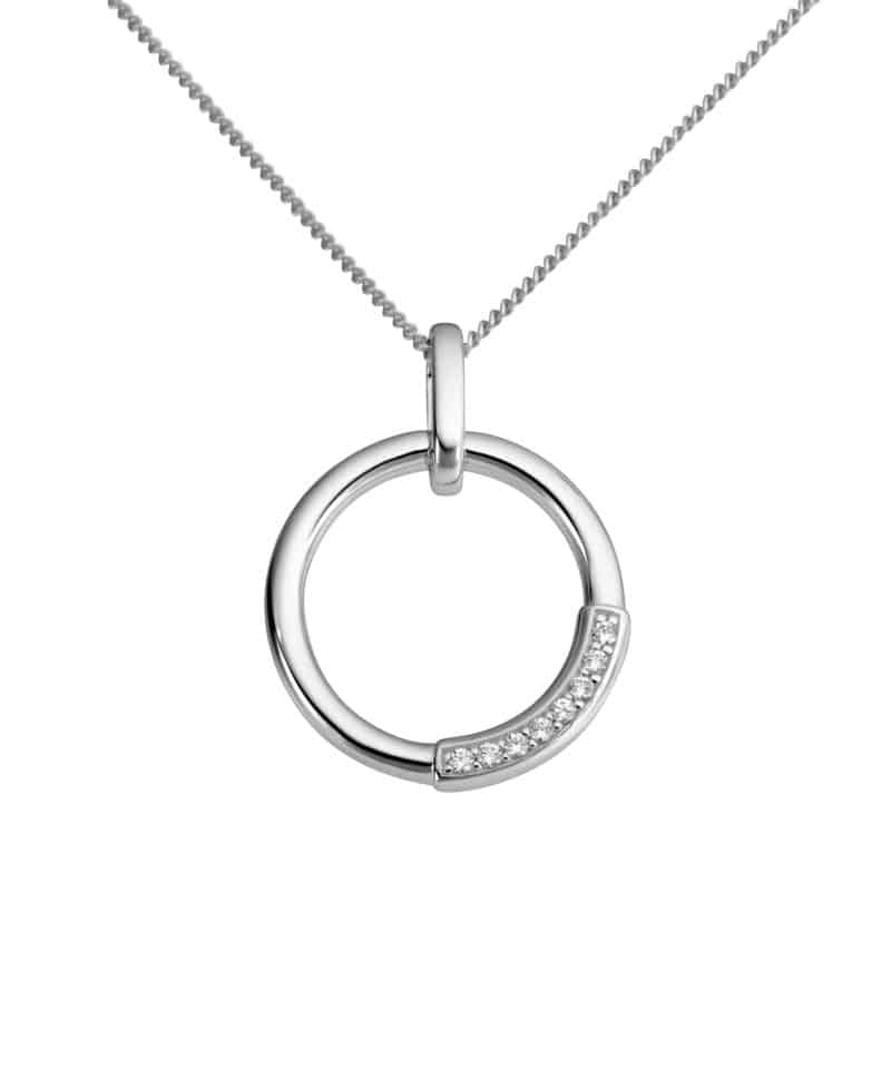 Anheng sirkel i hvitt gull med diamanter 0.05ct