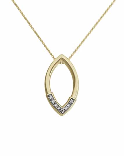 Anheng i gull dråpe med diamanter 0.05ct