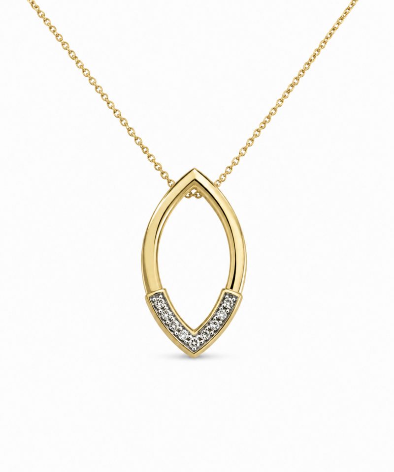 Anheng dråpe i gult gull, Diamanter 0,05 ct