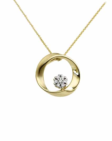 Anheng sirkel gult gull med diamanter 0.06ct