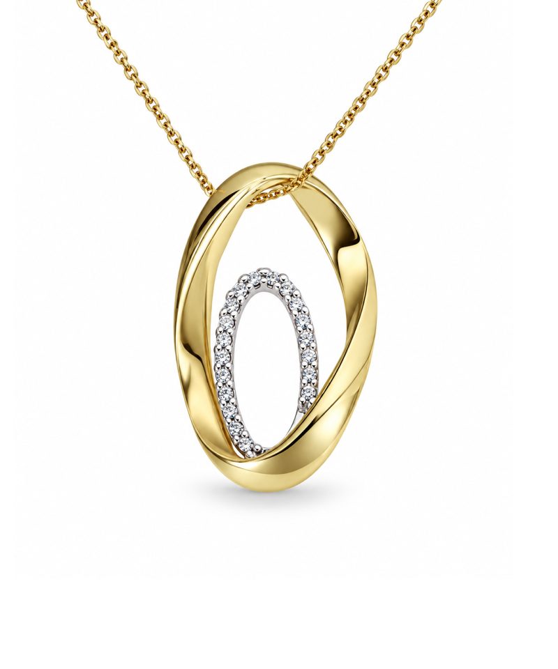 Anheng i gult gull, Diamanter 0,07 ct