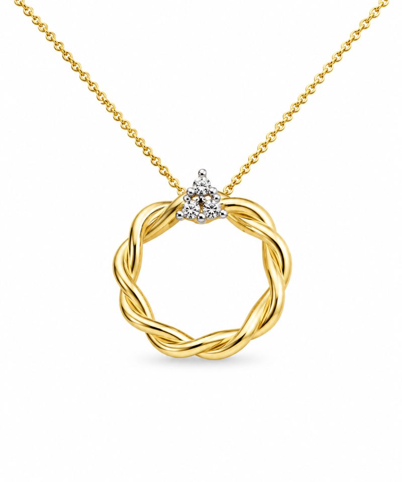 Anheng i gult gull, Diamanter 0,04 ct