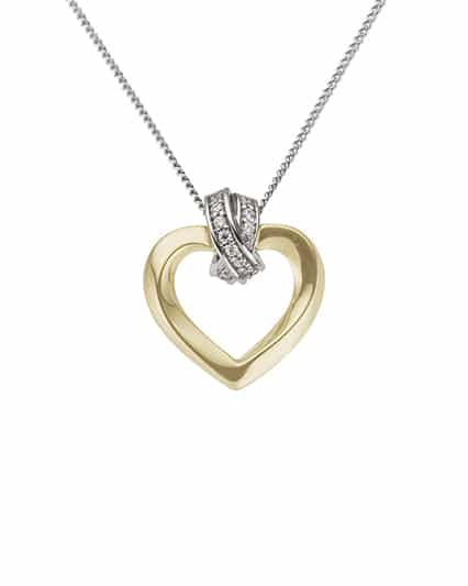 Anheng hjerte gull og hvitt gull 0,065ct w/si