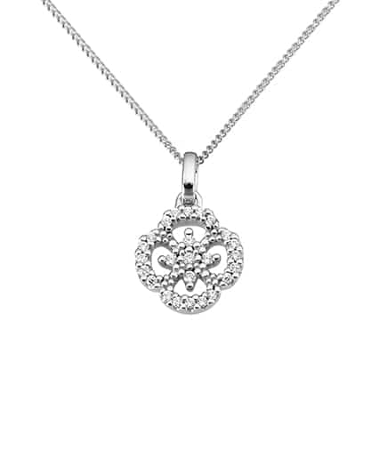 Anheng kløver hvitt gull 0,12ct w/si