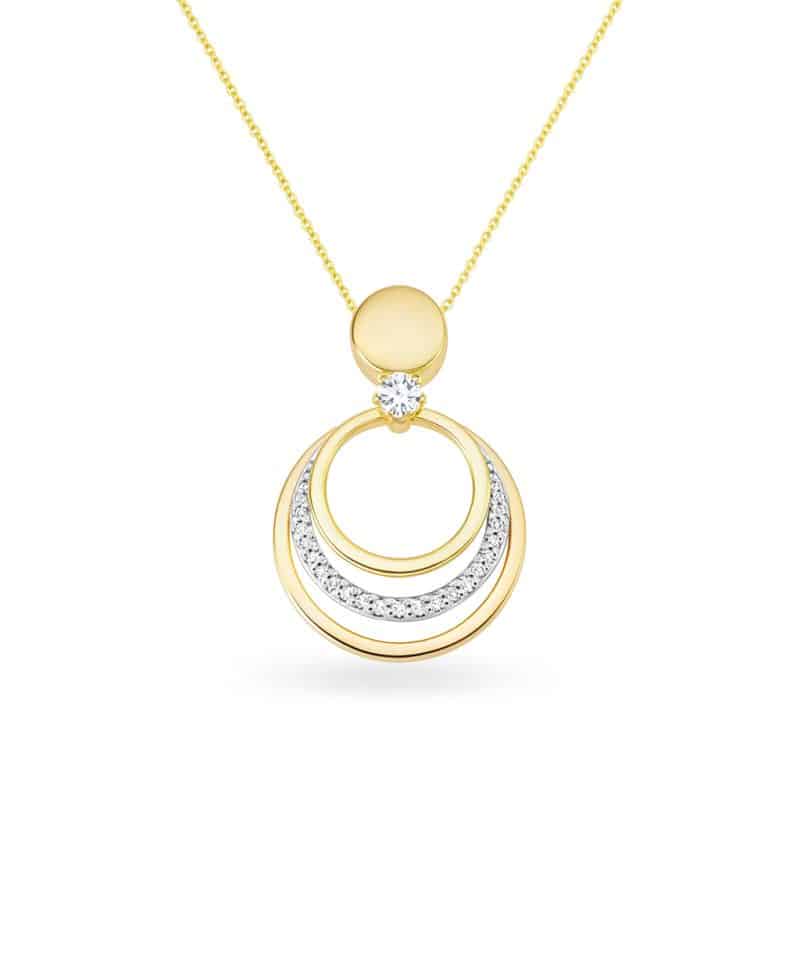 Anheng i gull og hvitt gull 0.15ct