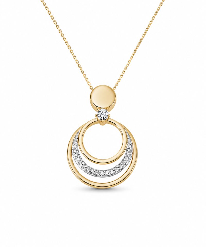 Anheng i gult og hvitt gull, Diamanter 0,15 ct