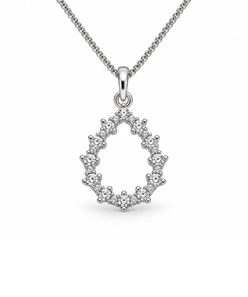 Anheng dråpe i hvitt gull, Diamanter 0,25 ct