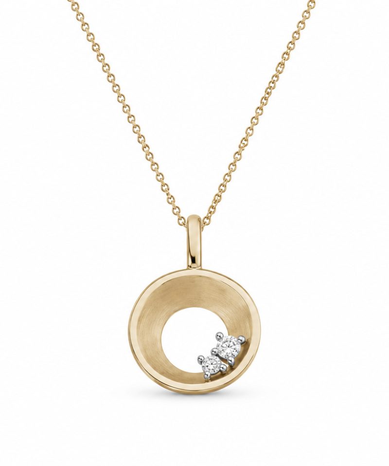 Anheng i gull og hvitt gull, Diamanter 0,03 ct