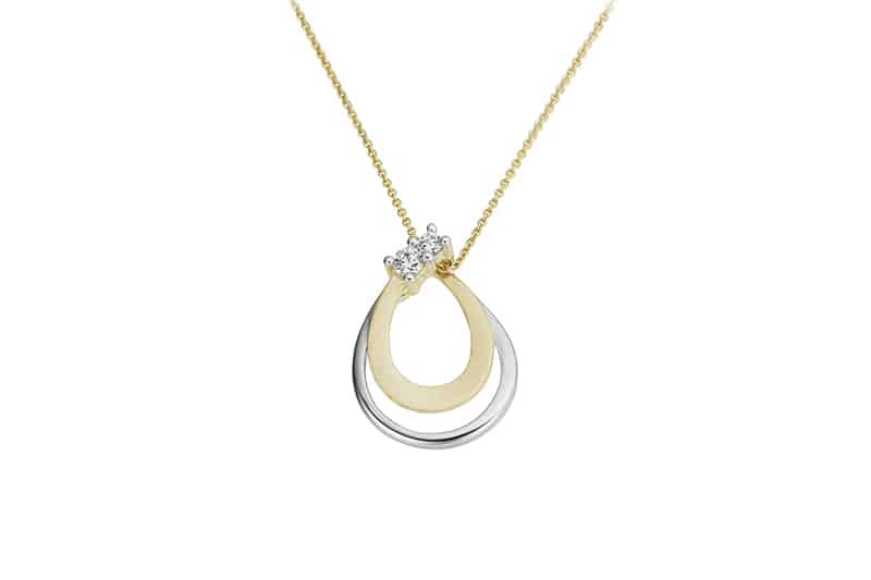 Anheng gull og hvitt gull 0,09ct w/si