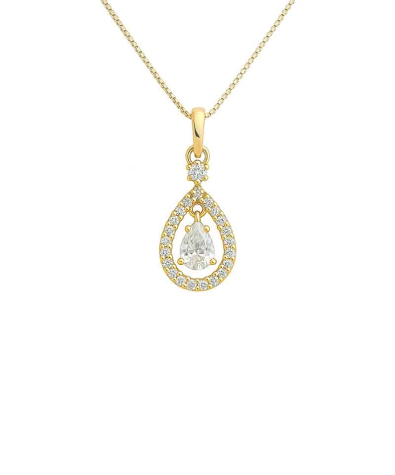 Anheng dråpe gult gull 0,36ct w/si