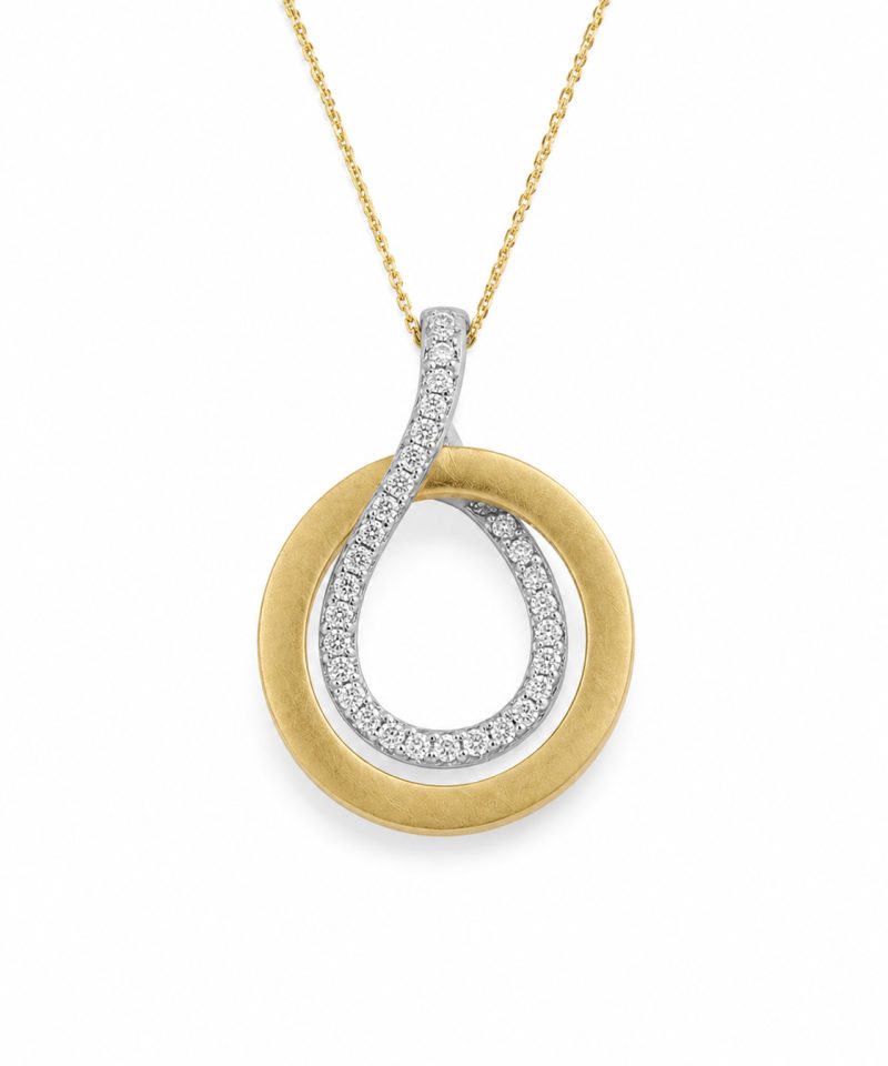 Anheng i hvitt og gult gull, Diamanter 0,12ct
