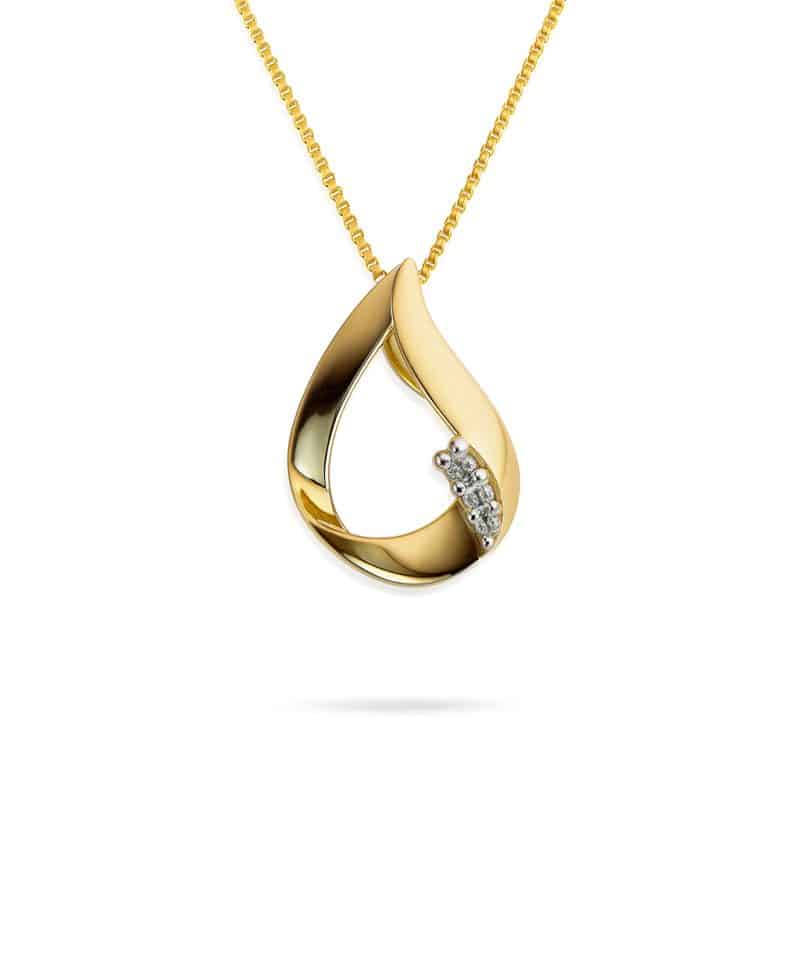 Anheng i gult gull, Diamanter 0,03ct