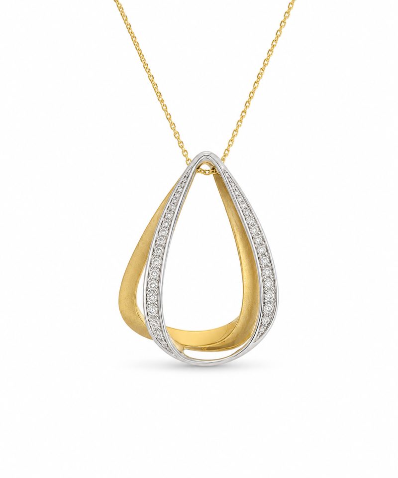 Anheng i hvitt og gult gull, Diamanter 0,11ct