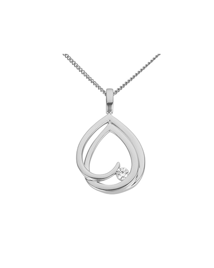 Anheng hvitt gull dråpe med diamanter 0.06ct