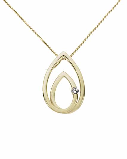 Anheng Dråpe Gult Gull 0.04ct W/Si