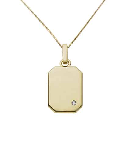 Anheng plate i gult gull med diamanter