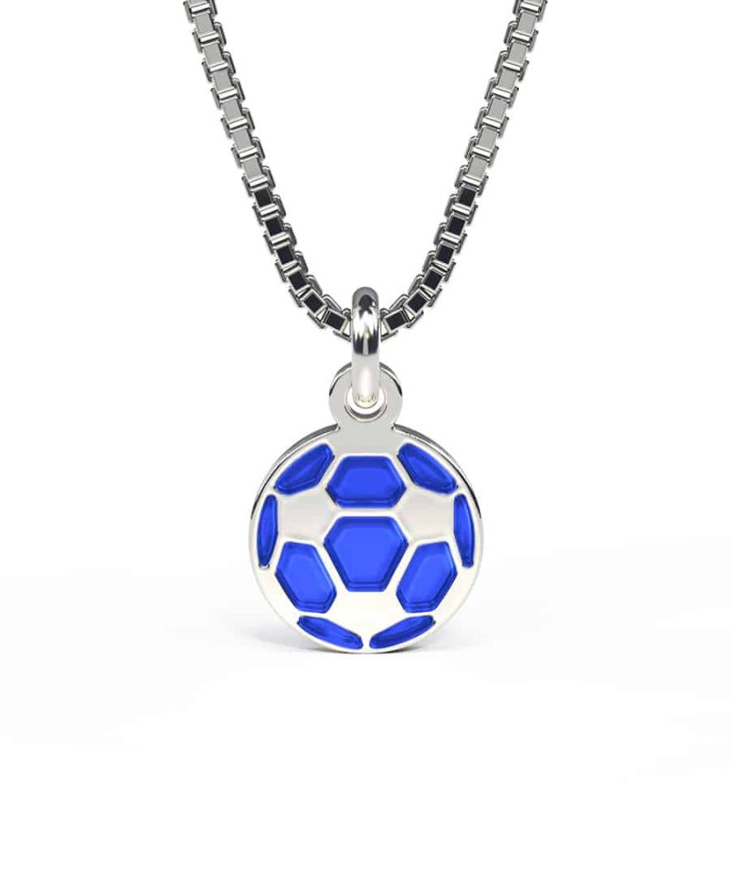 Halskjede i sølv - Blå fotball
