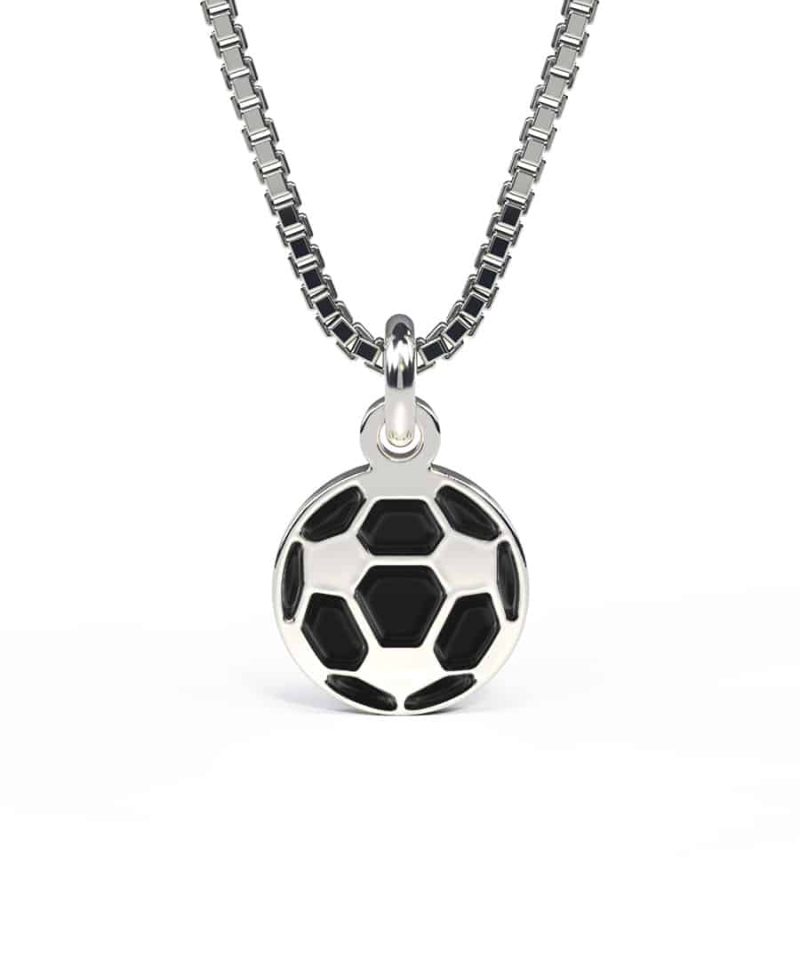 Halskjede i sølv - Sort fotball