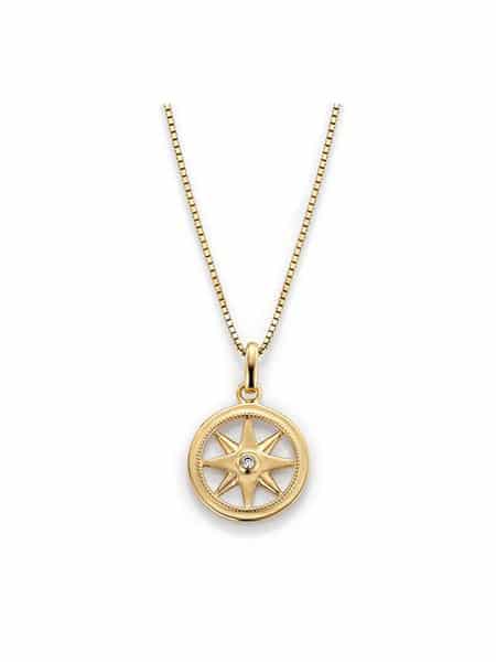 GD 1370 Kompass anheng i forgylt sølv