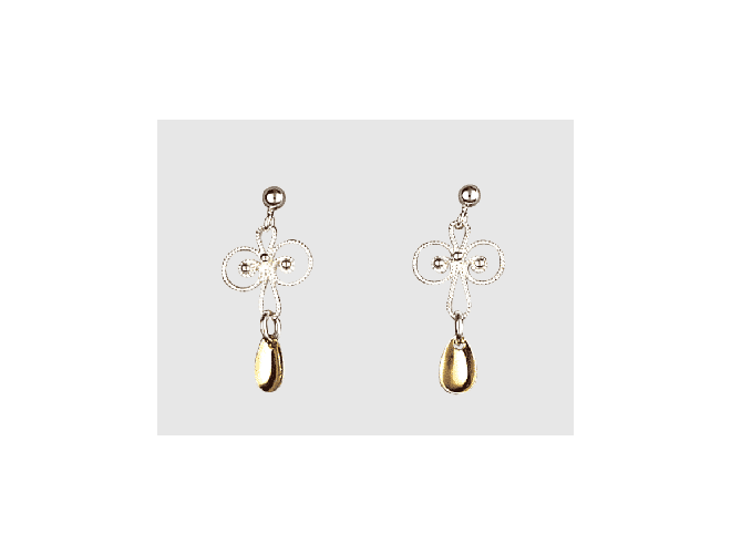 258511 - Ørepynt Hvit forgylt